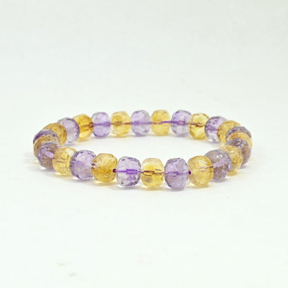 Gemstone Beaded Bracelet - Citrine & Purple Amethyst