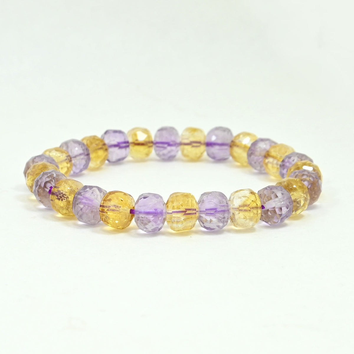Gemstone Beaded Bracelet - Citrine & Purple Amethyst