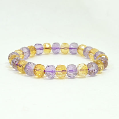 Gemstone Beaded Bracelet - Citrine & Purple Amethyst