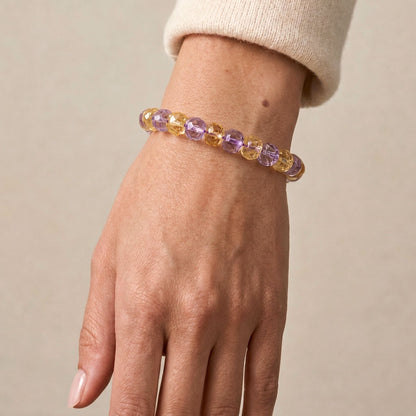Gemstone Beaded Bracelet - Citrine & Purple Amethyst