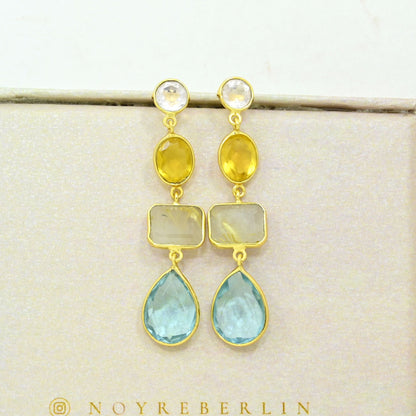 multicolor gemstone earring gold filled