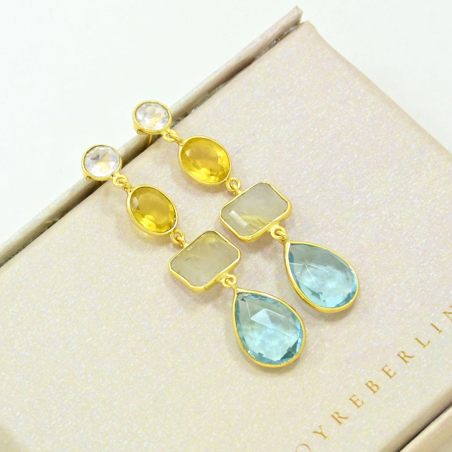multicolor gemstone earring gold filled