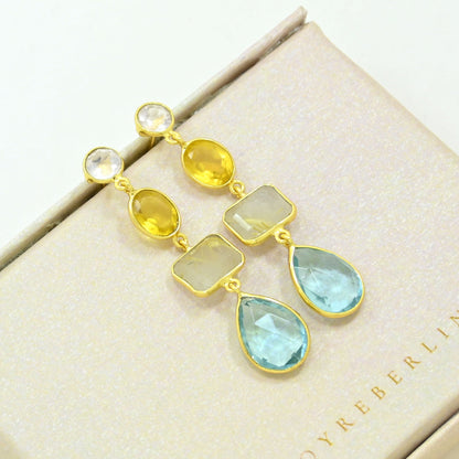 multicolor gemstone earring gold filled