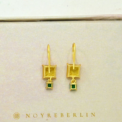 back side of citrine earrings gold plated