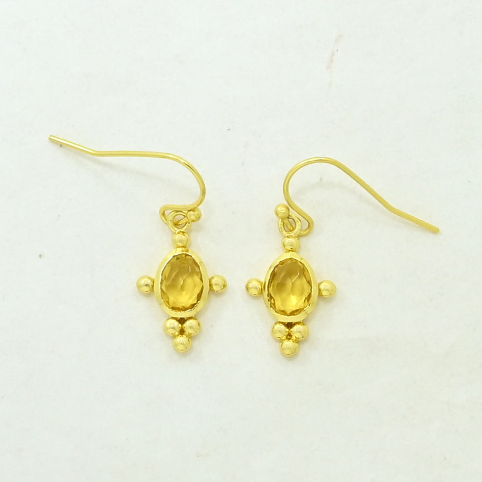 citrine boho earring gold plated