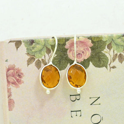 OVAL GEMSTONE EARRING