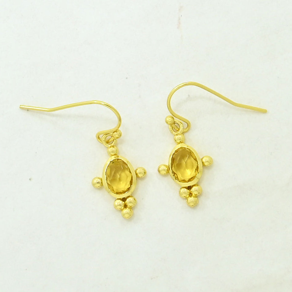 citrine boho earring gold plated