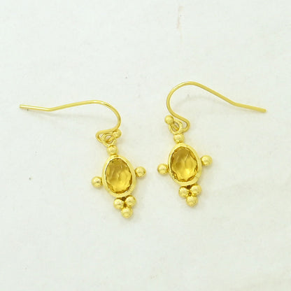 citrine boho earring gold plated