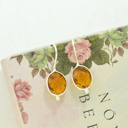 OVAL GEMSTONE EARRING