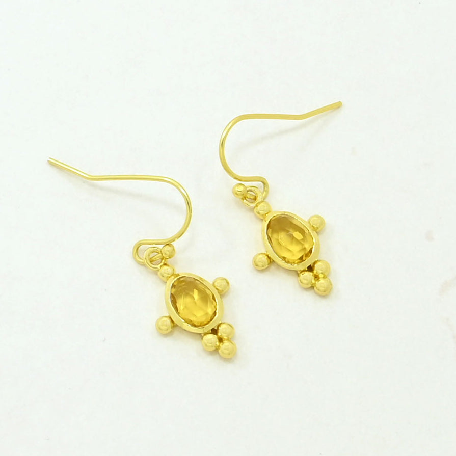 citrine boho earring gold plated