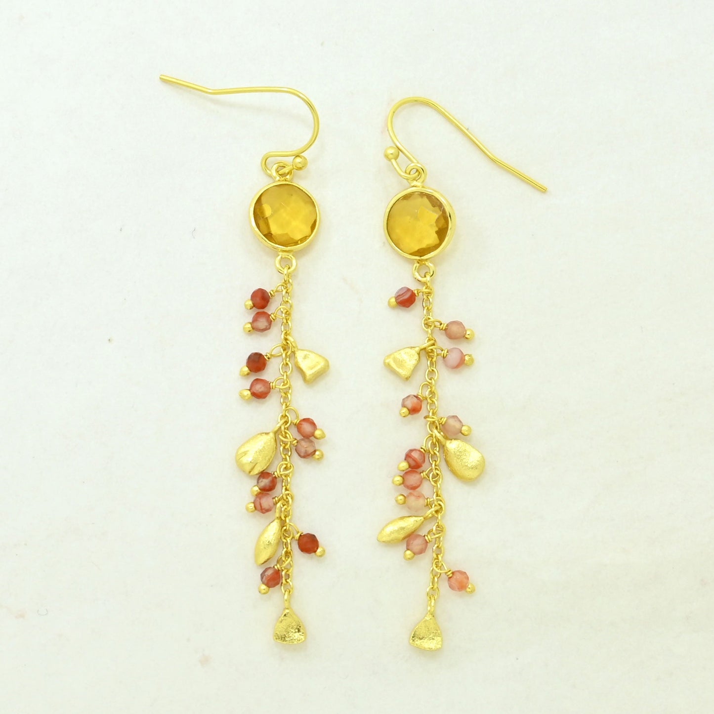 citrine coral earring gold plated