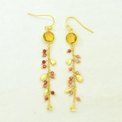 citrine coral earring gold plated