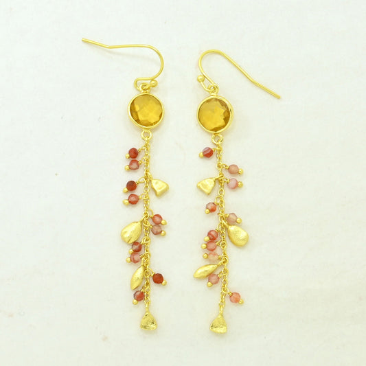 citrine coral earring gold plated