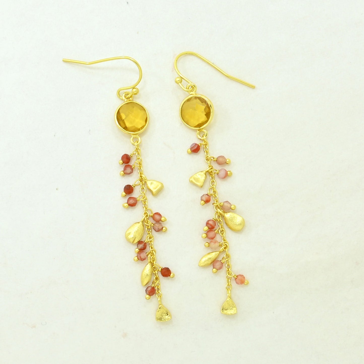 citrine coral earring gold plated
