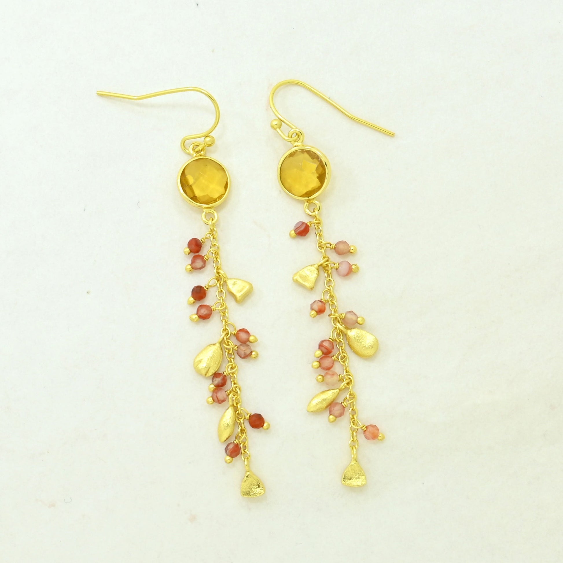 citrine coral earring gold plated