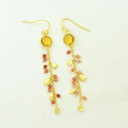 citrine coral earring gold plated