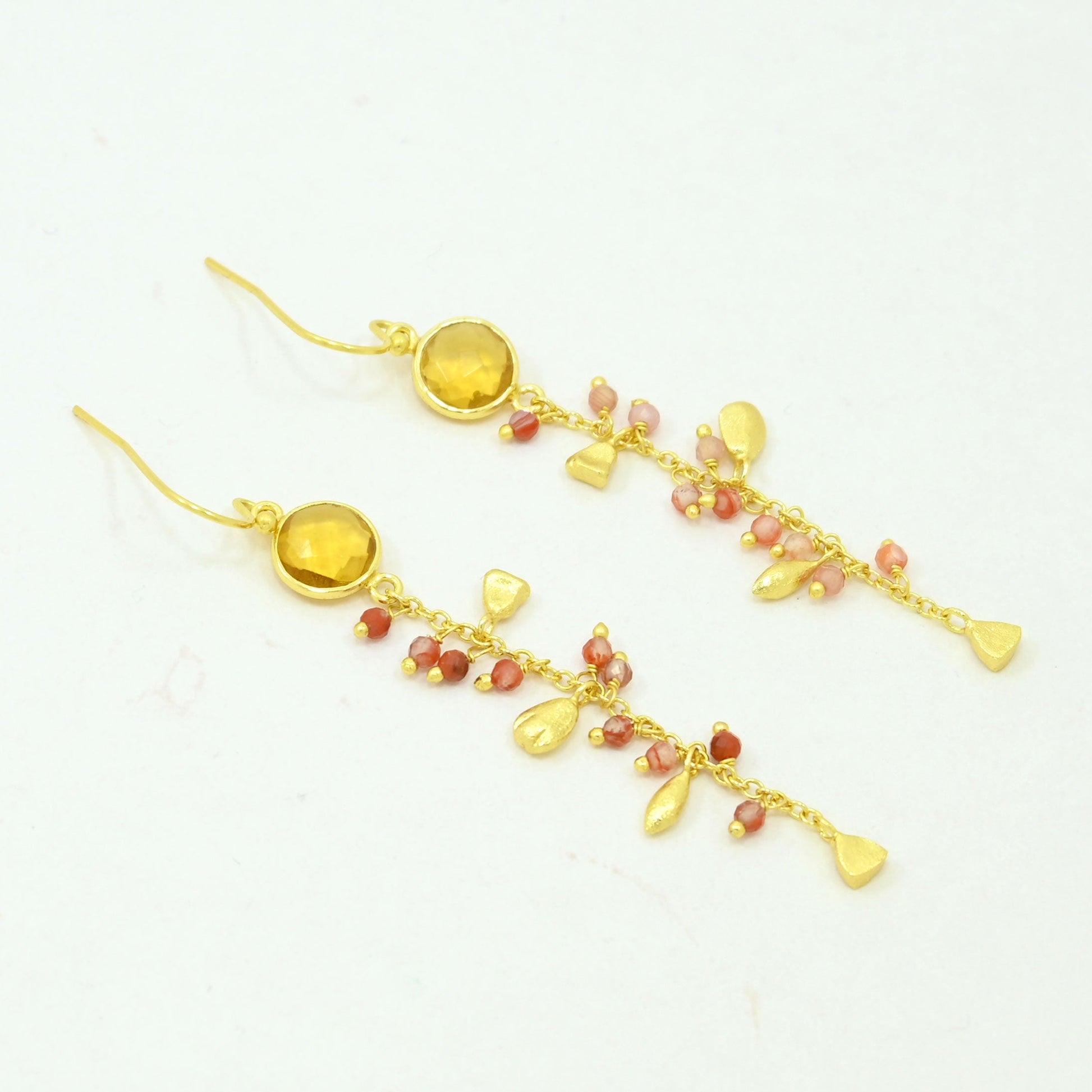 citrine coral earring gold plated