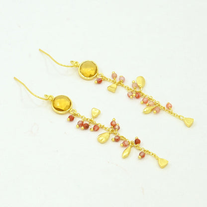 citrine coral earring gold plated