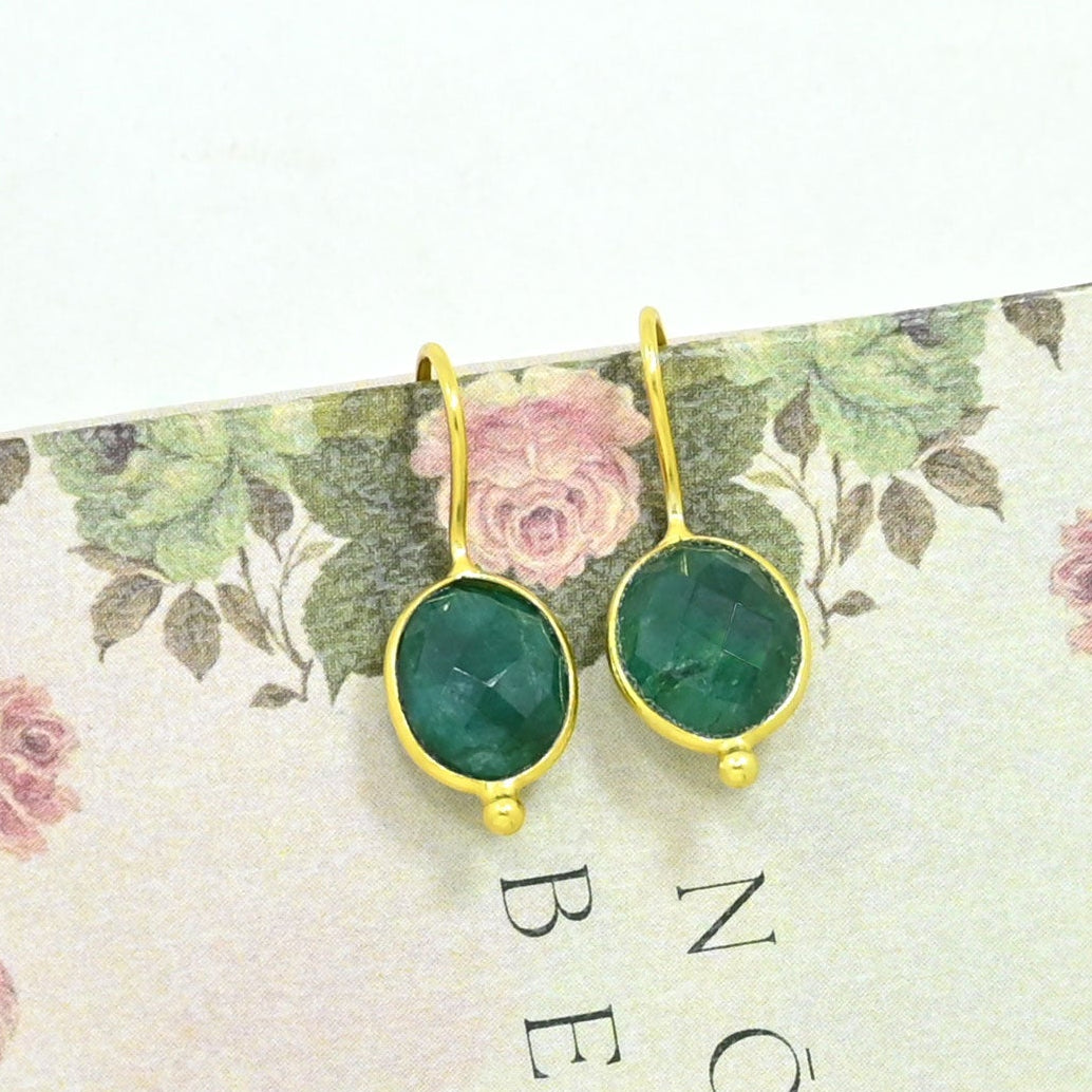 OVAL GEMSTONE EARRING