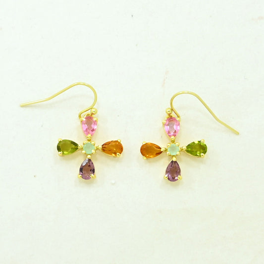 Multicolor Tourmaline Earring Gold Filled