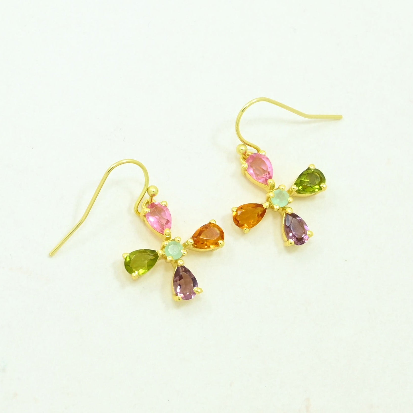 Multicolor Tourmaline Earring Gold Filled