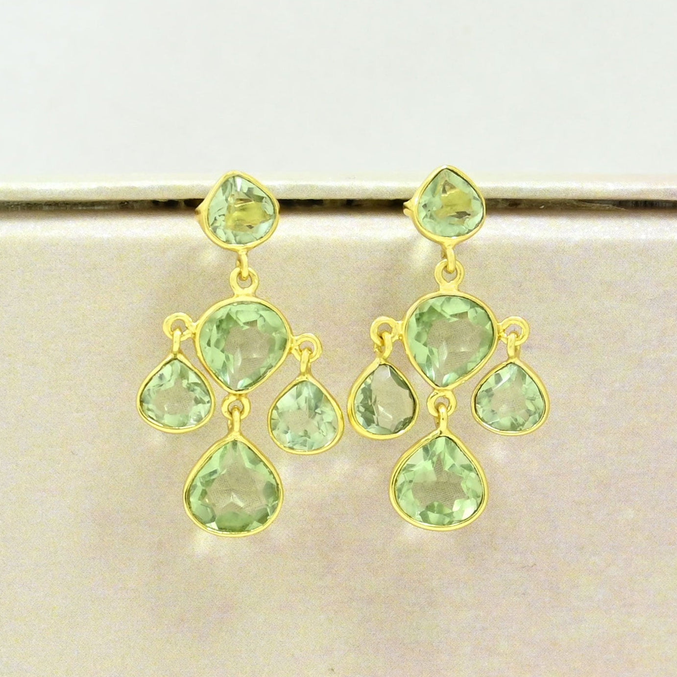 prasiolite earring gold filled