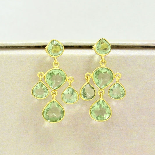 prasiolite earring gold filled