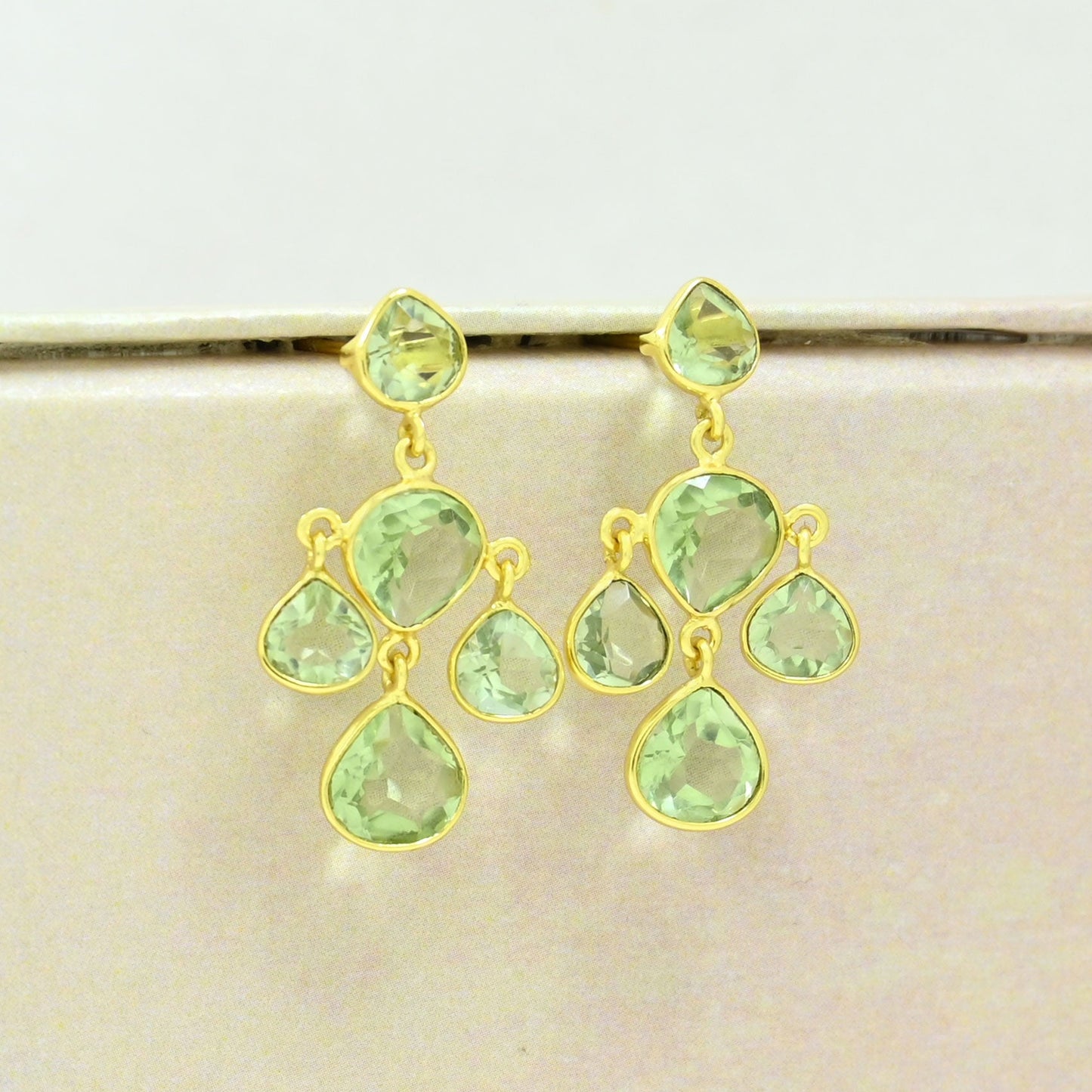 prasiolite earring gold filled