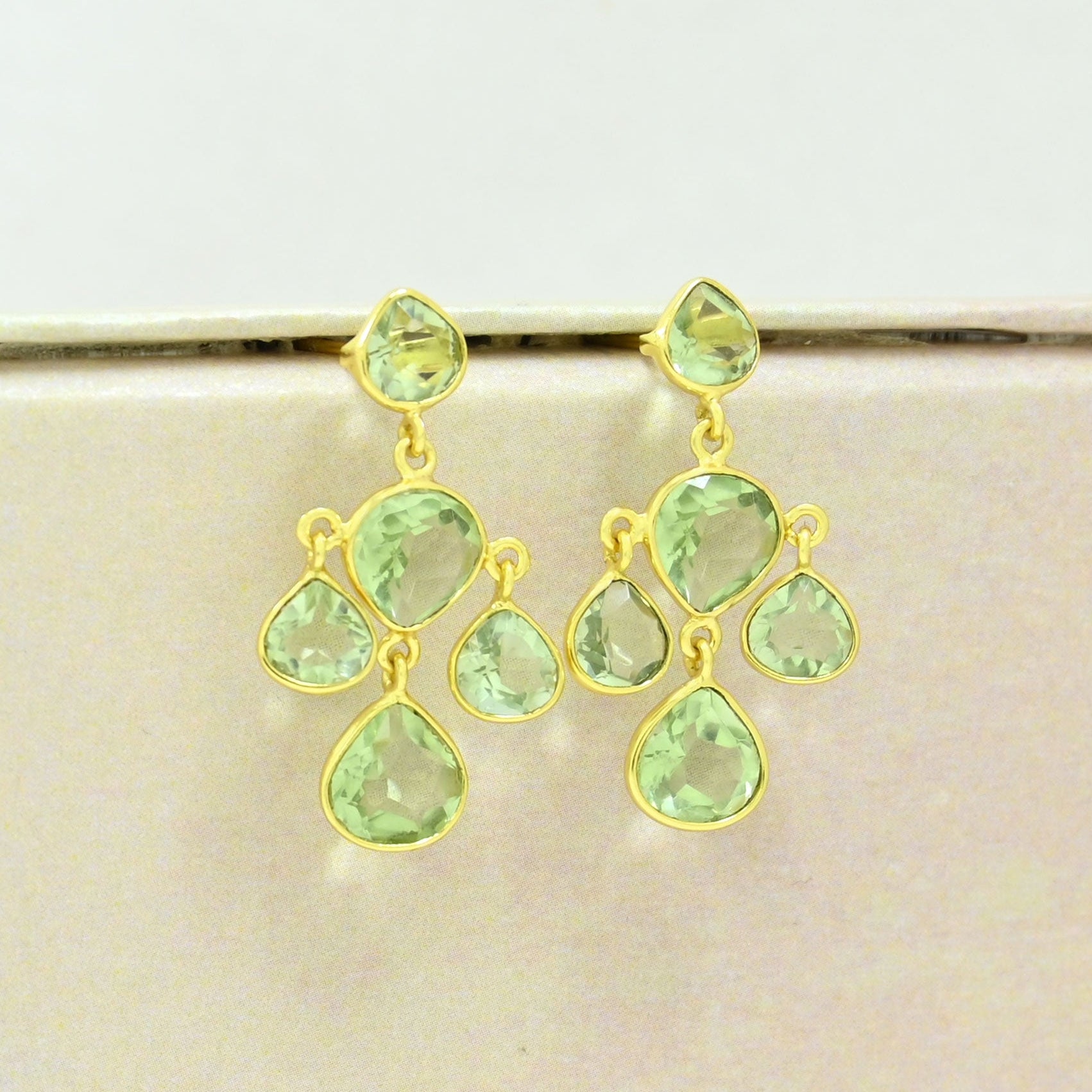 prasiolite earring gold filled