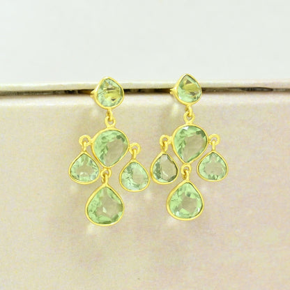 prasiolite earring gold filled