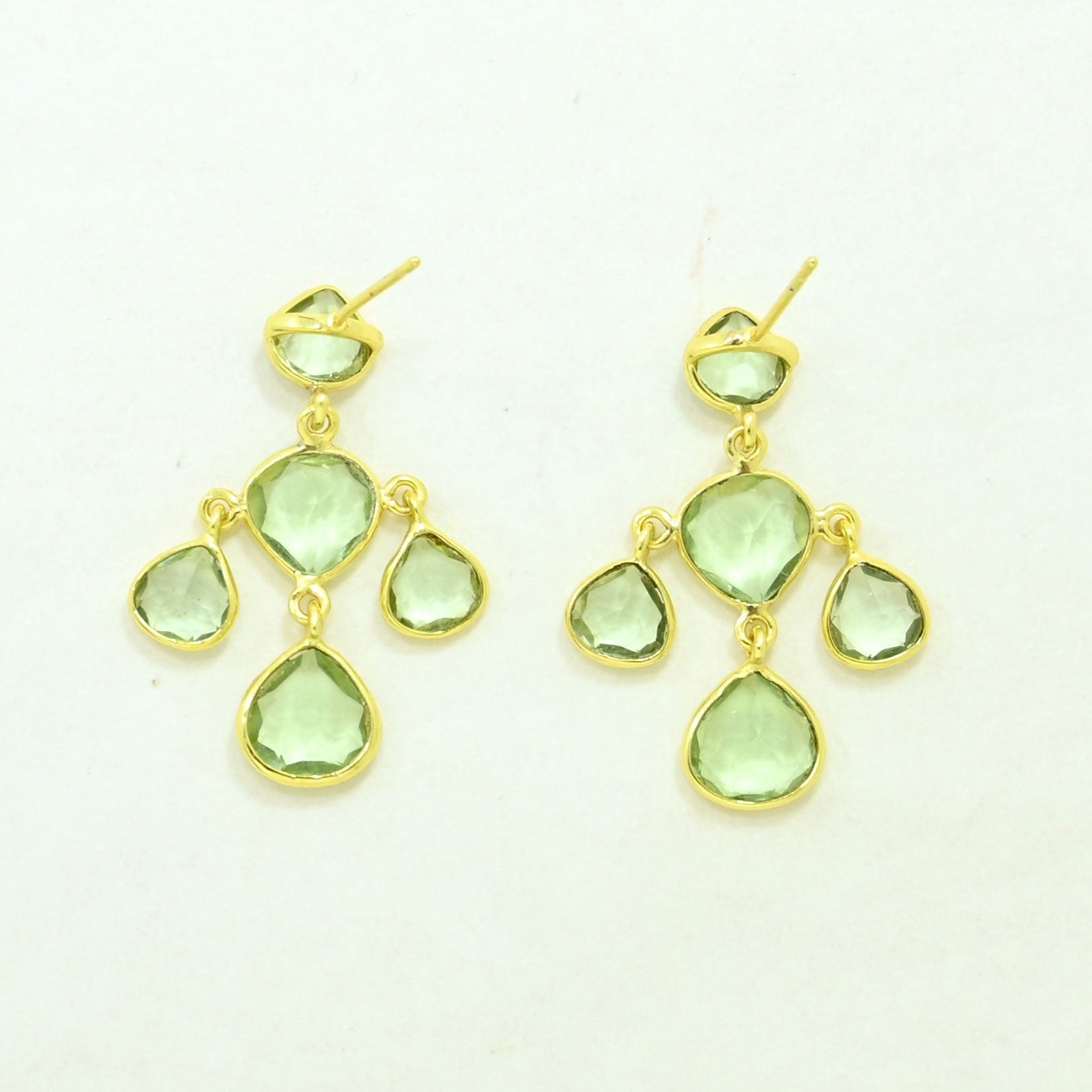 prasiolite earring gold filled