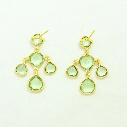 prasiolite earring gold filled