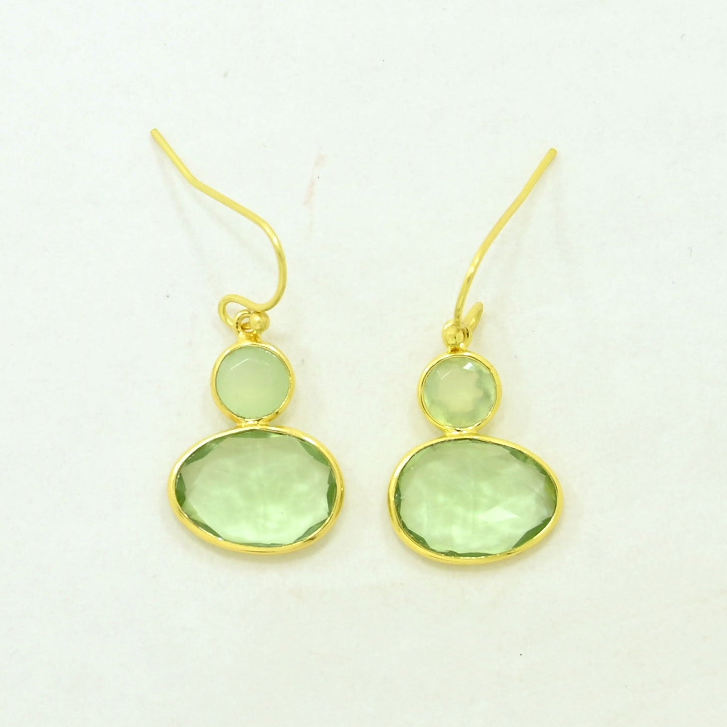 Greeen Prasiolite & prehnite earring gold filled
