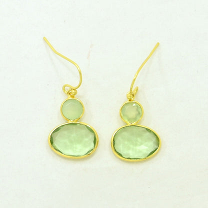 Greeen Prasiolite & prehnite earring gold filled
