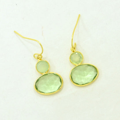 Greeen Prasiolite &
Prehnite earring Gold Filled