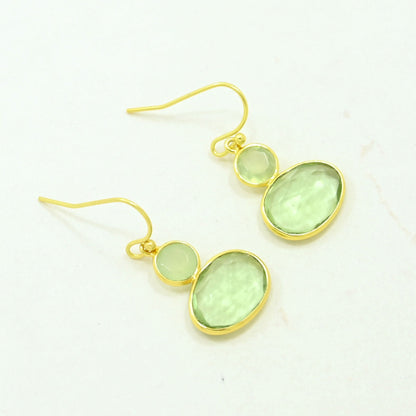 Greeen Prasiolite & prehnite earring gold filled
