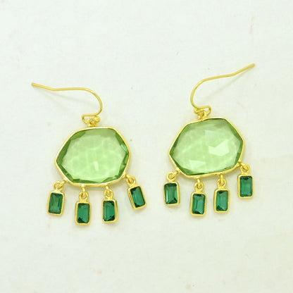 green quartz tourmaline earring gold plated
