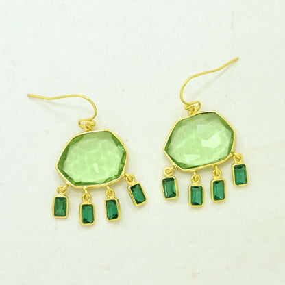 green quartz tourmaline earring gold plated