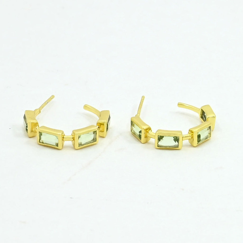 Green prasiolite earrings gold filled