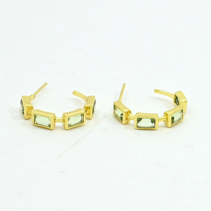 Green prasiolite earrings gold filled
