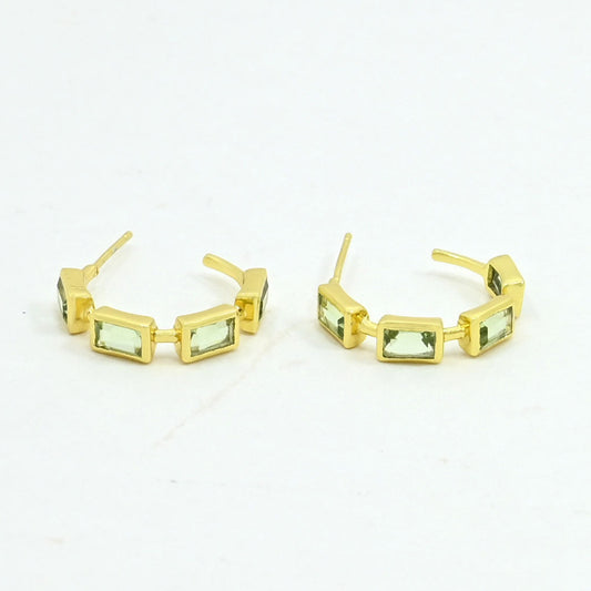 Green prasiolite earrings gold filled