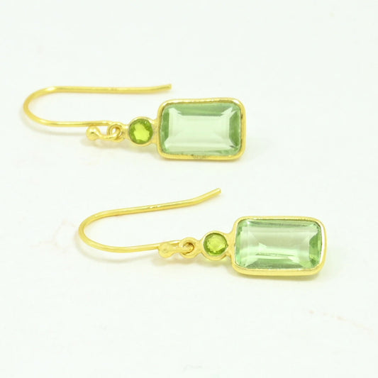 Green amethyst earring gold plated silver 925