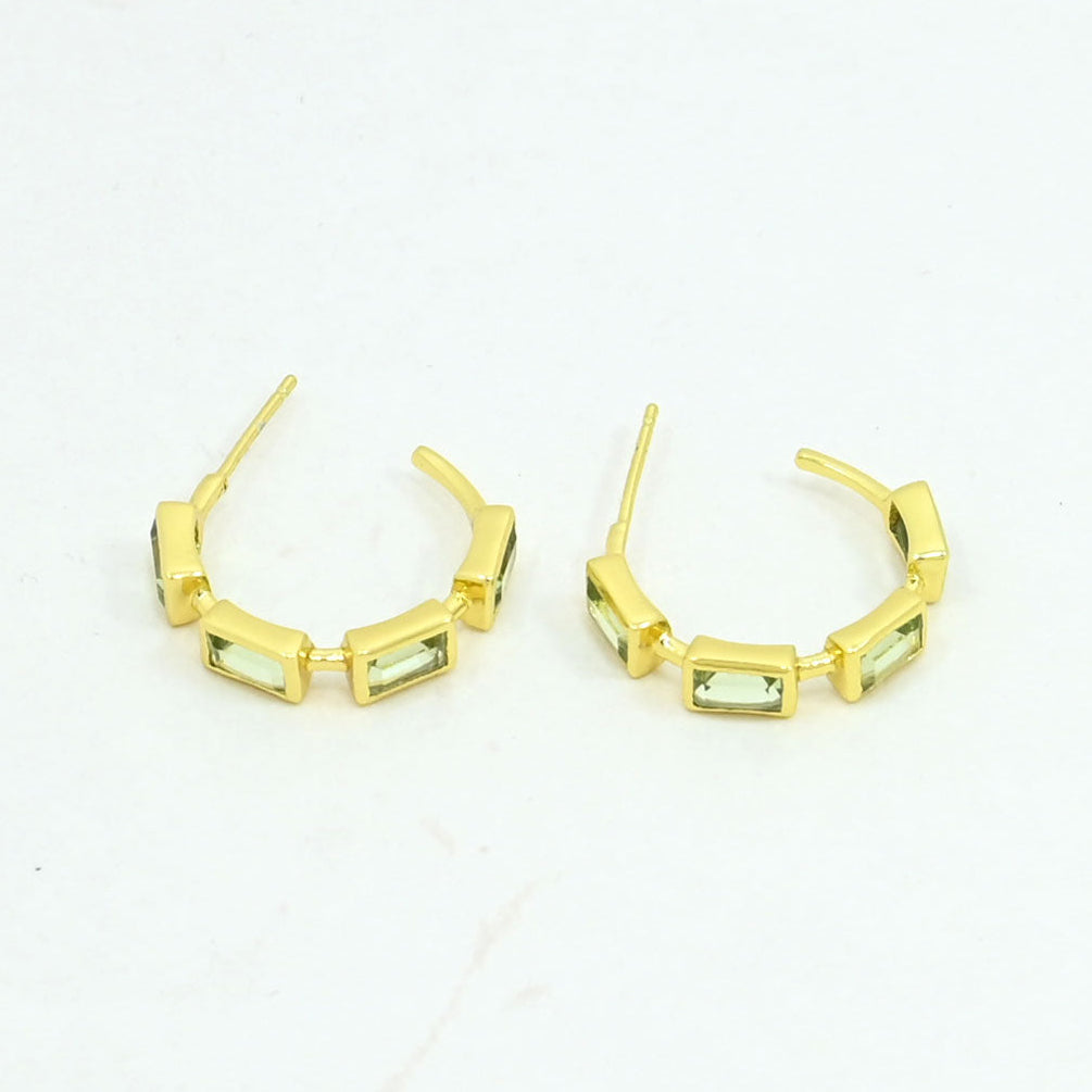 green prasiolite hoop earring gold filled
