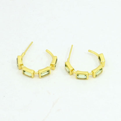 green prasiolite hoop earring gold filled