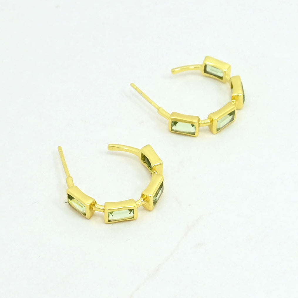 green prasiolite hoop earrings gold filled
