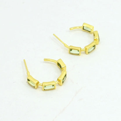 green prasiolite hoop earrings gold filled