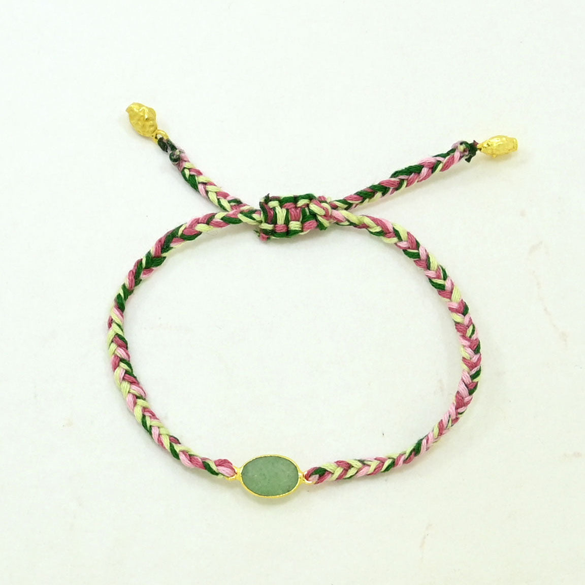 Hand-Woven Braided Bracelet - Green Aventurine