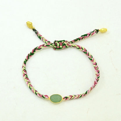 Hand-Woven Braided Bracelet - Green Aventurine