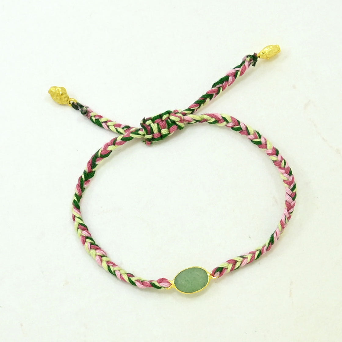 Hand-Woven Braided Bracelet - Green Aventurine