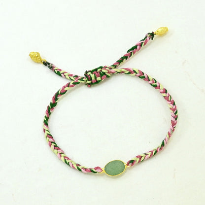Hand-Woven Braided Bracelet - Green Aventurine